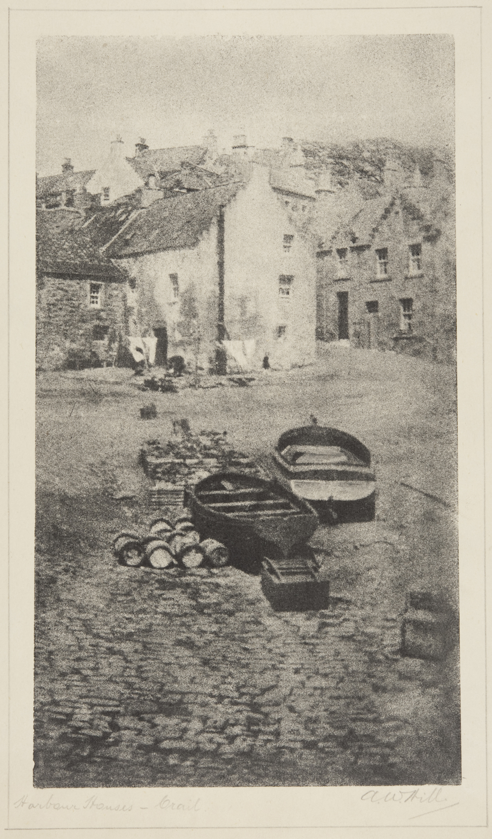 "Harbour Houses – Crail", bromoil transfer print, date unknown ca.1920s-30s, by Alexander Wilson Hill (1867-1949)