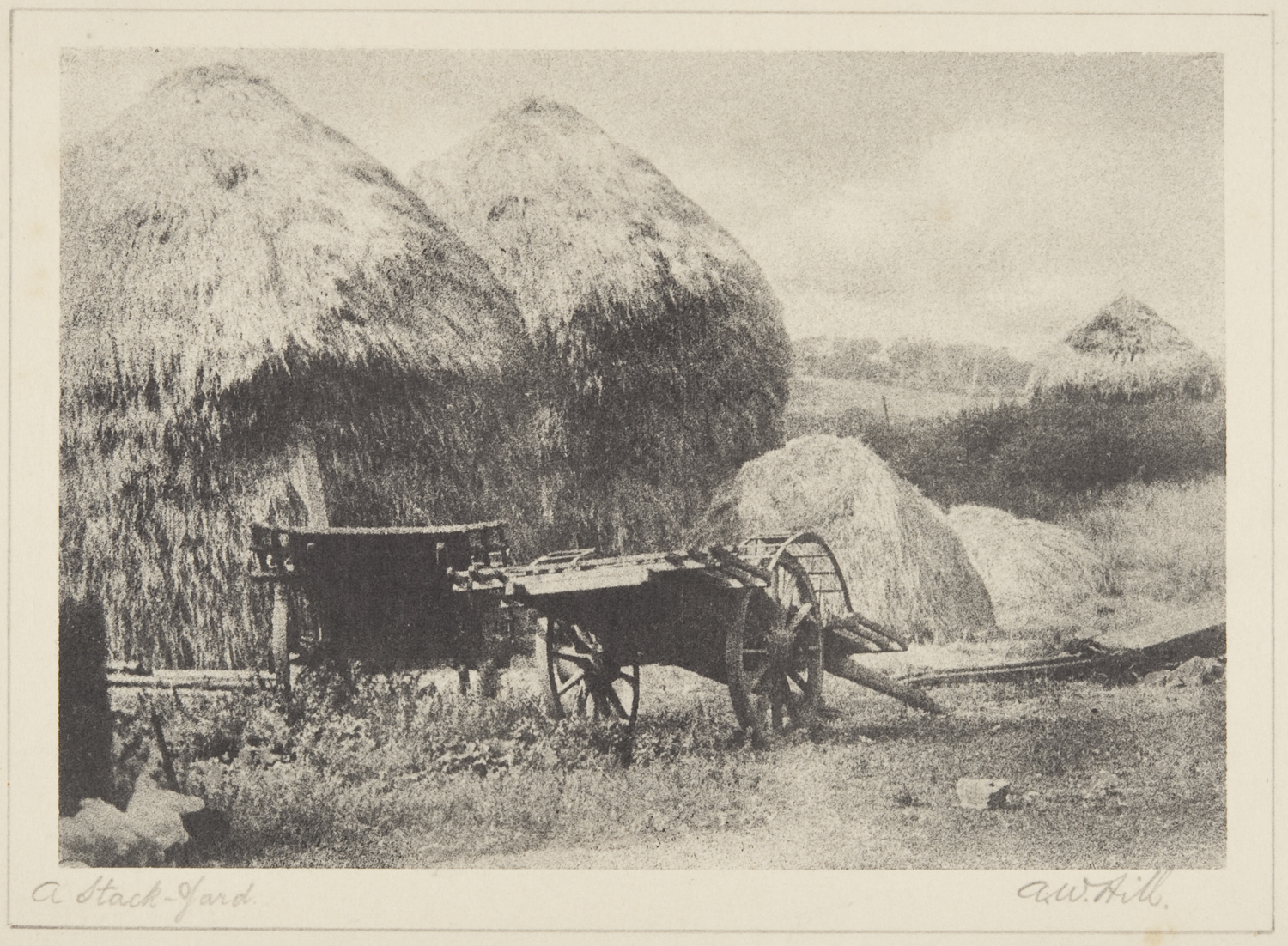 "A Stack-Yard", bromoil transfer print, date unknown ca.1920s-30s, by Alexander Wilson Hill (1867-1949)