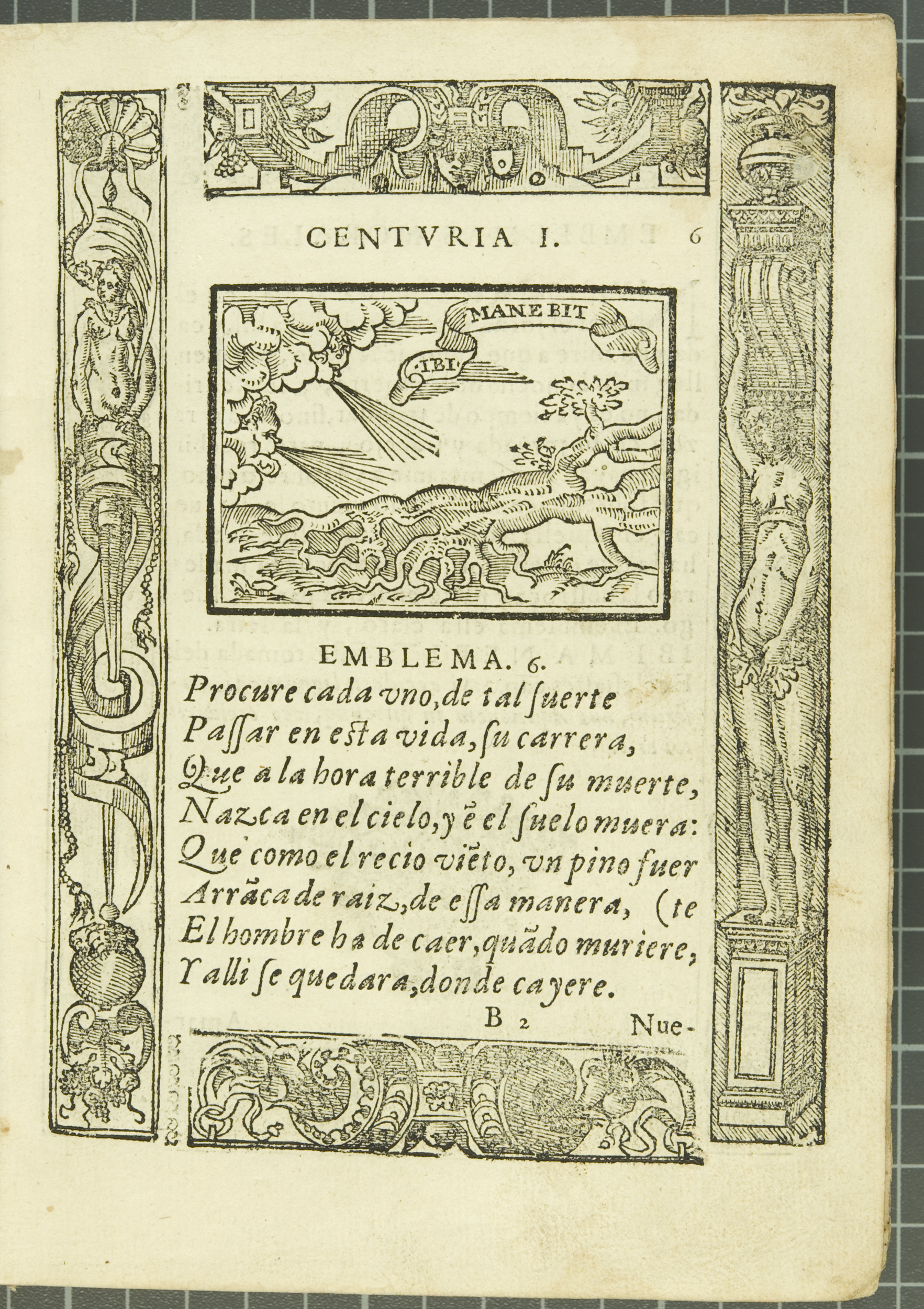 Emblem 6: "Ibi manebit" (Remain there), from Covarrubias’s Emblemas morales (1610).