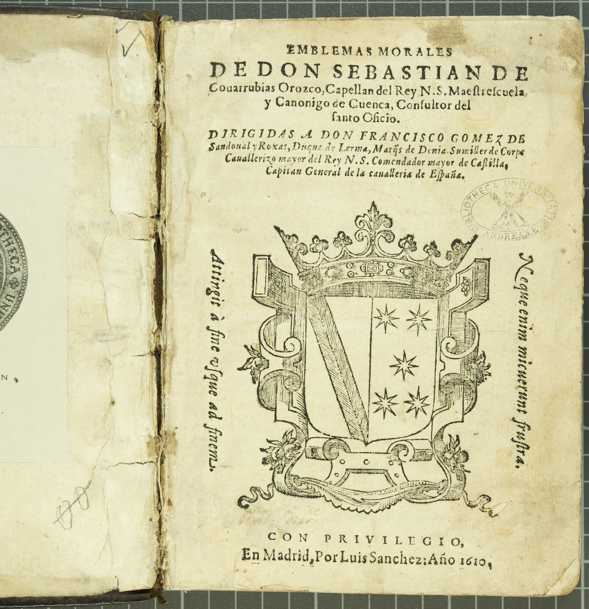 The title page of Covarrubias's Emblemas morales (1610).