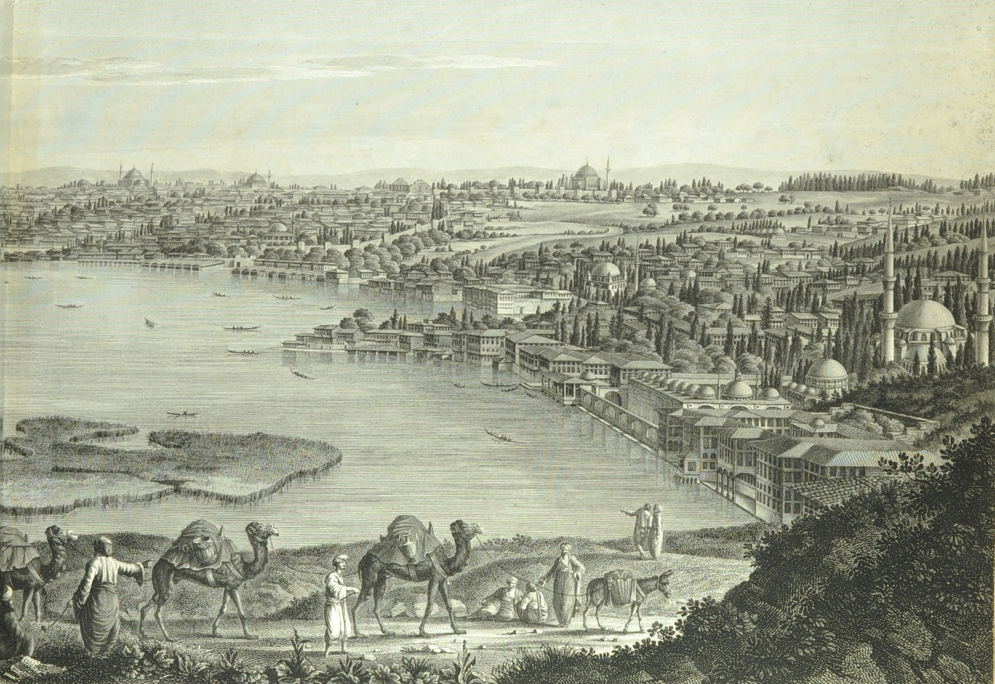 A view of Constantinople from plate 5 of Antoine Melling's Voyage pittoresque de Constantinople et des rives du Bosphore (St Andrews copy at rfx DR724.M4)  