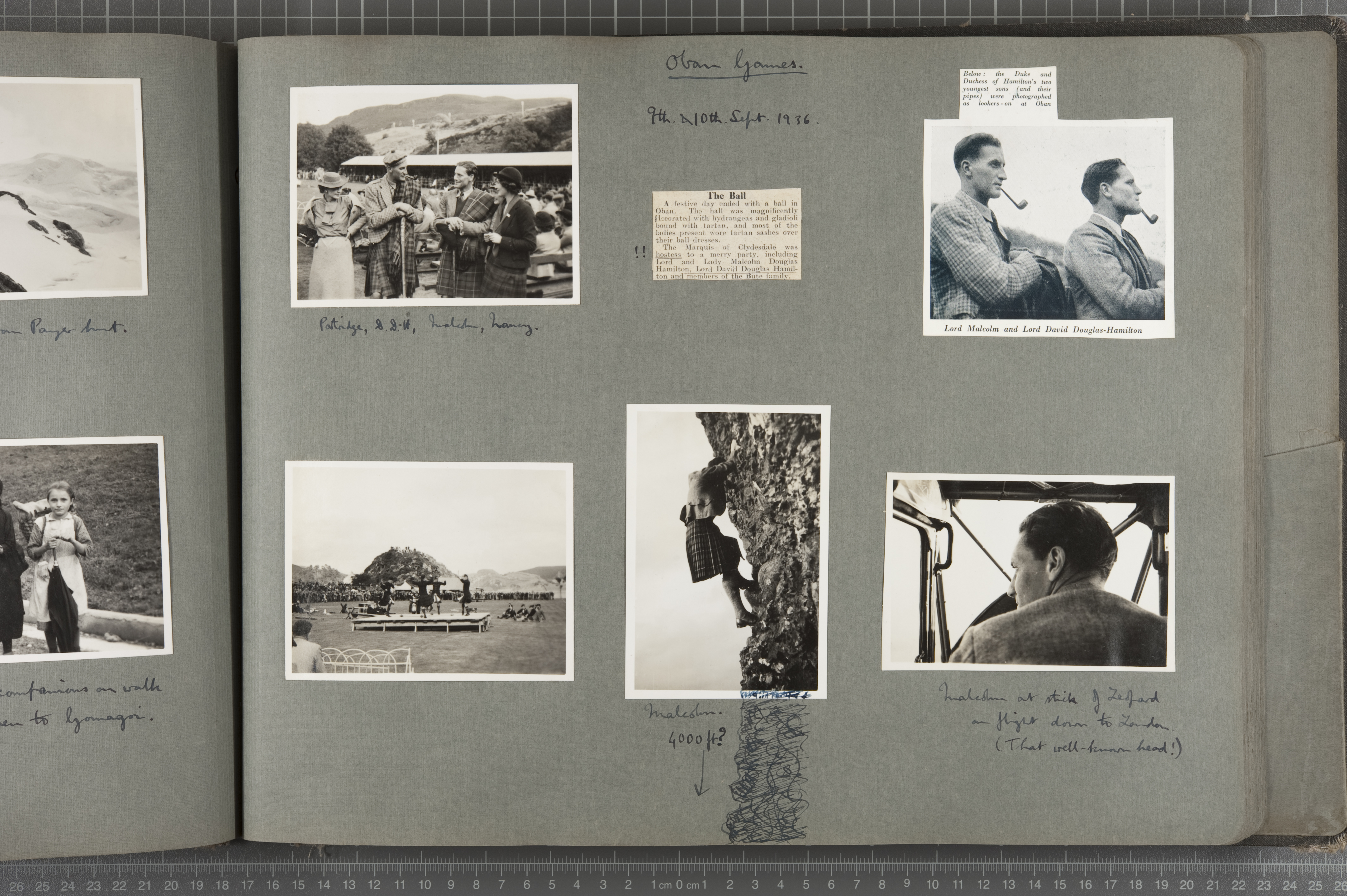Page from the personal photographic album of Lord David Douglas-Hamilton, Oban Games 8th-10th of September 1936 (Digital surrogates generously donated by the family in 2010)