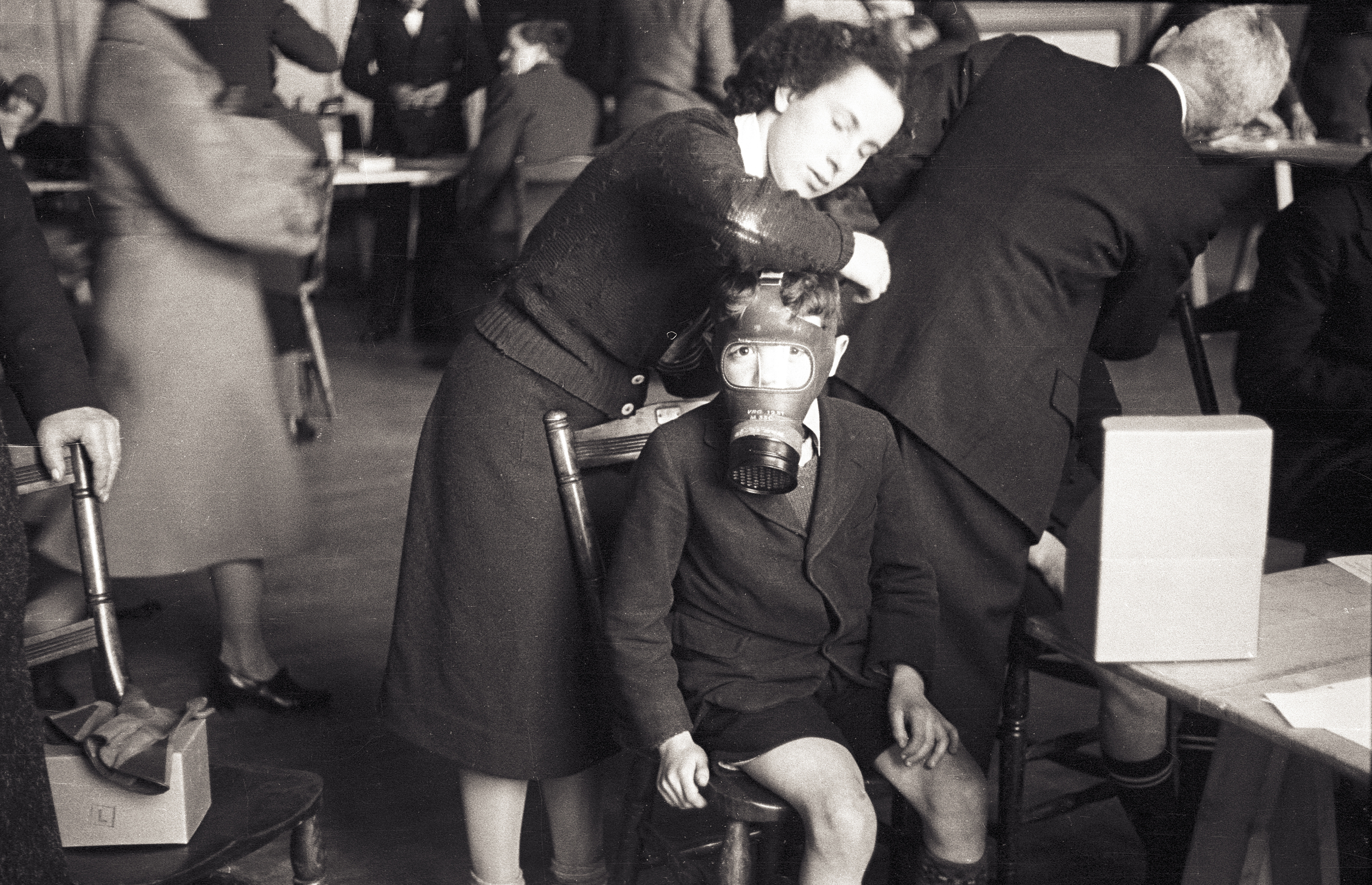 "Gas Mask Fitting, St Andrews" by George M. Cowie, 1940.