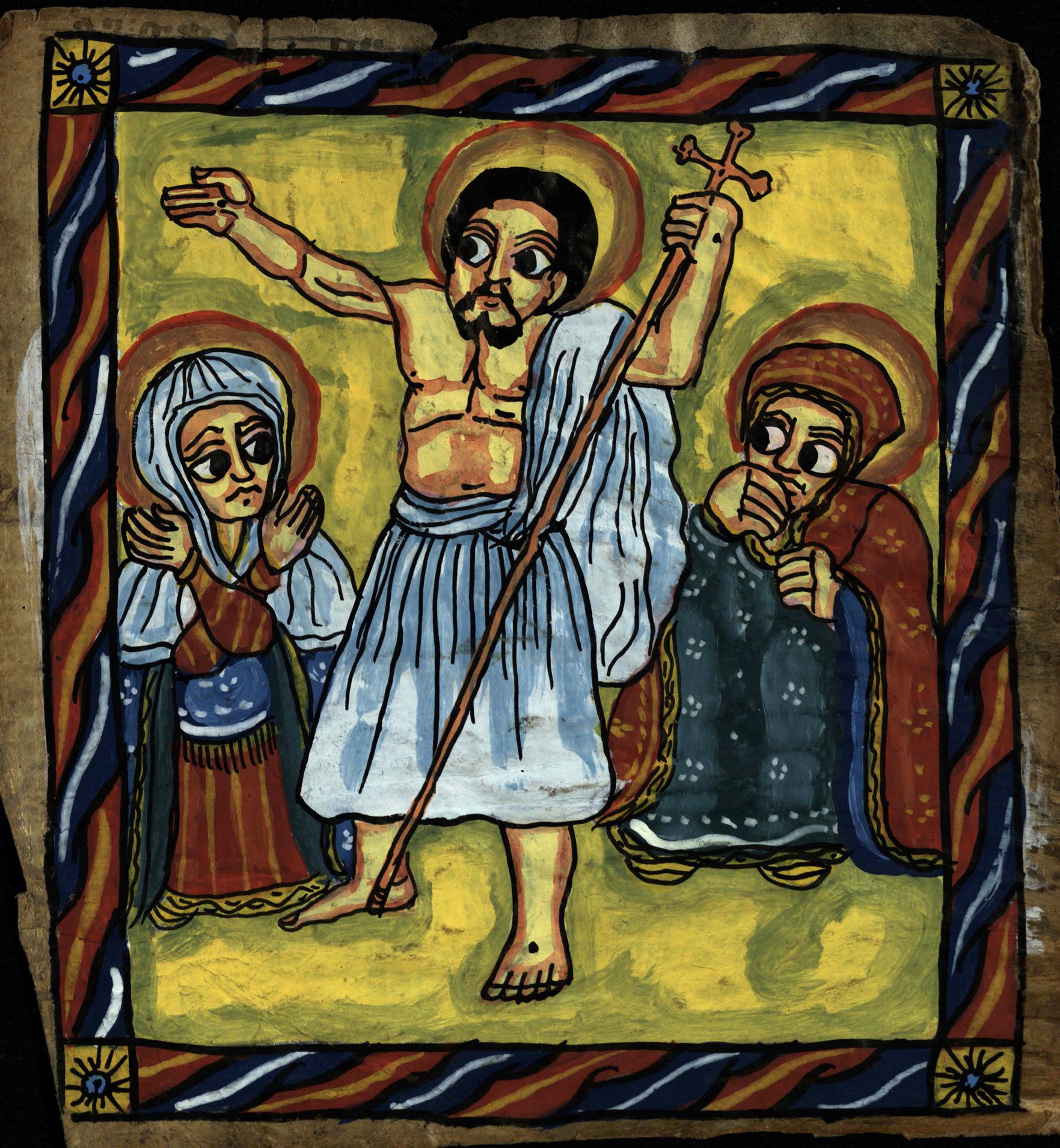 An illustration of the Resurrection from an 18th century Ethiopian psalter (St Andrews ms38900)