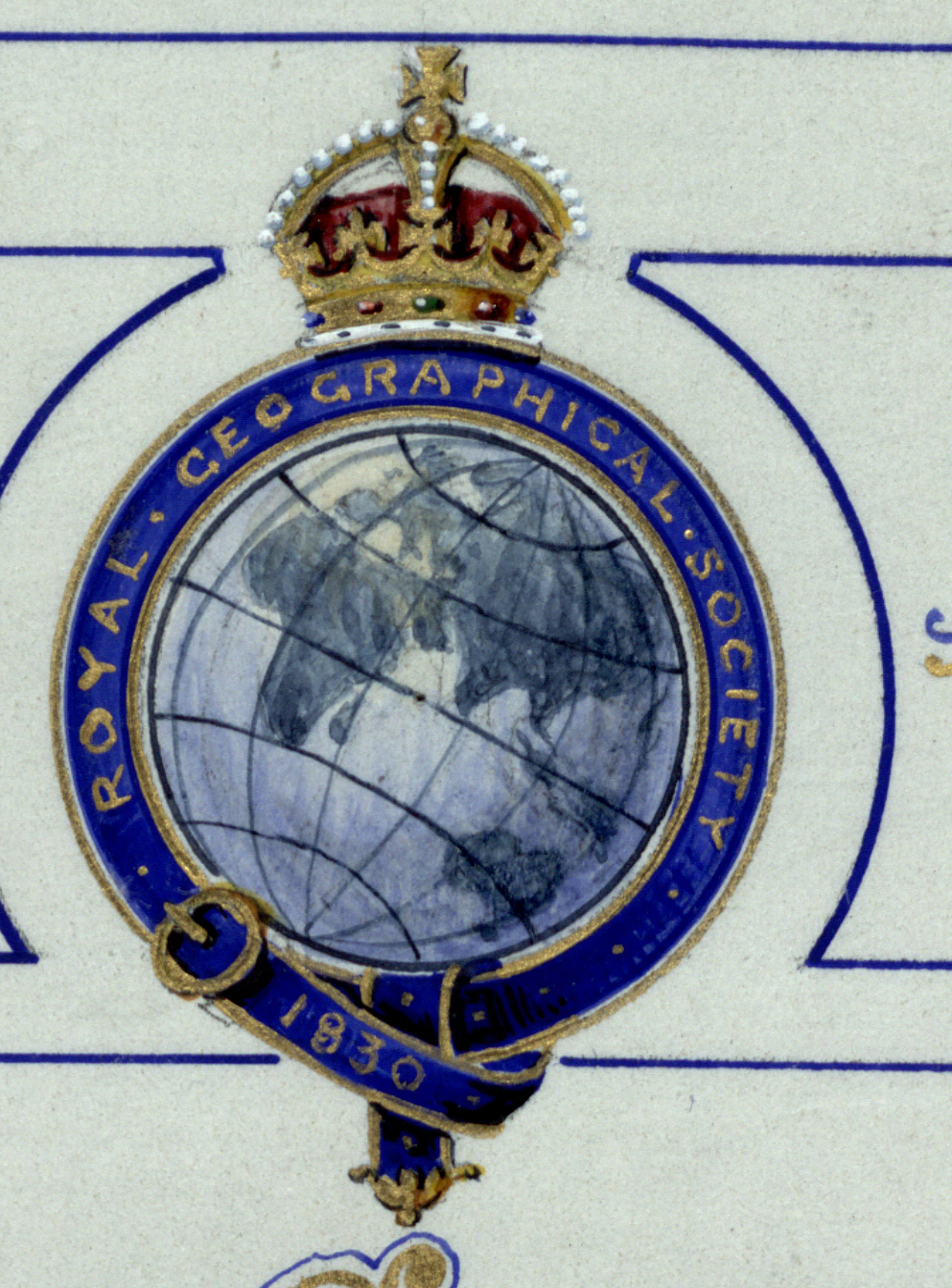 The globe cartouche of the Royal Geographical Society