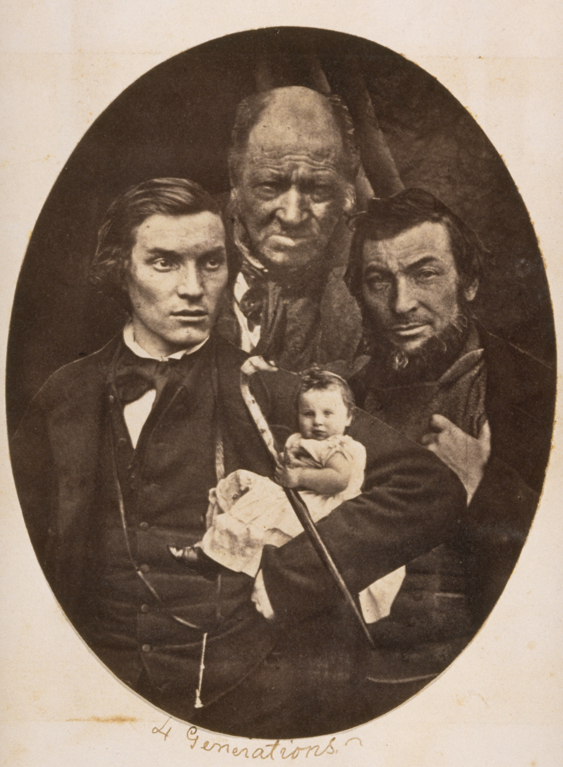 “4 Generations” (i.e. four Thomas Rodgers), a composite by Thomas Rodger, 1856. (St Andrews ALB-49-56)