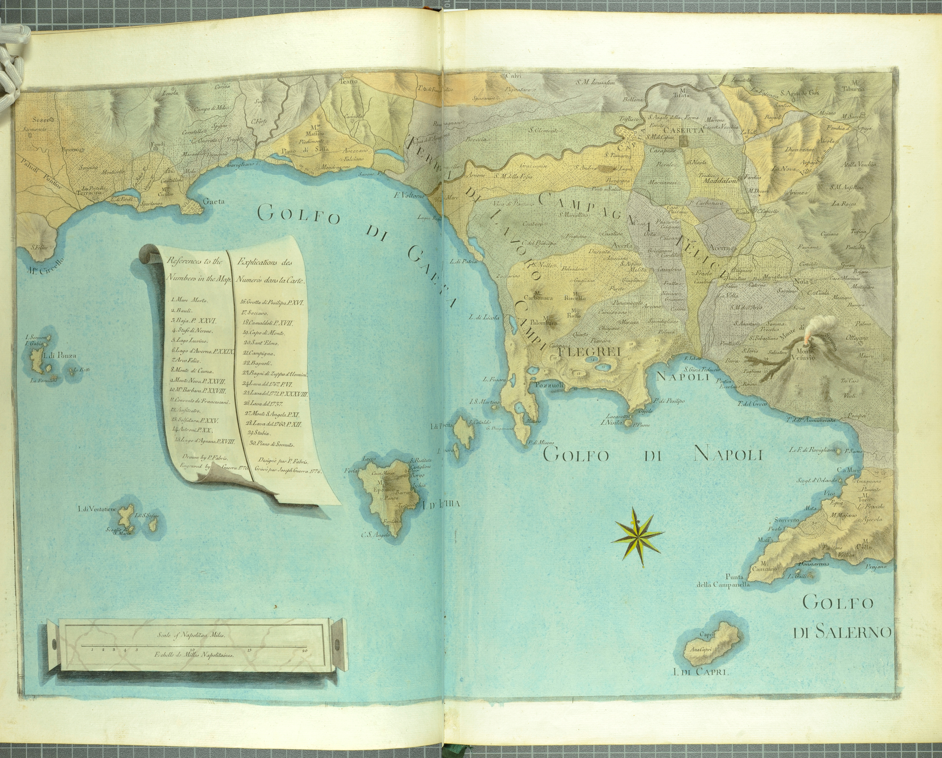 Map of the coast of Naples and surrounding area, defined as the 'Campi Phlegraei,' or fields of flame. From William Hamilton’s Campi Phlegraei (St Andrews rff QE523.V5H3 (SR))