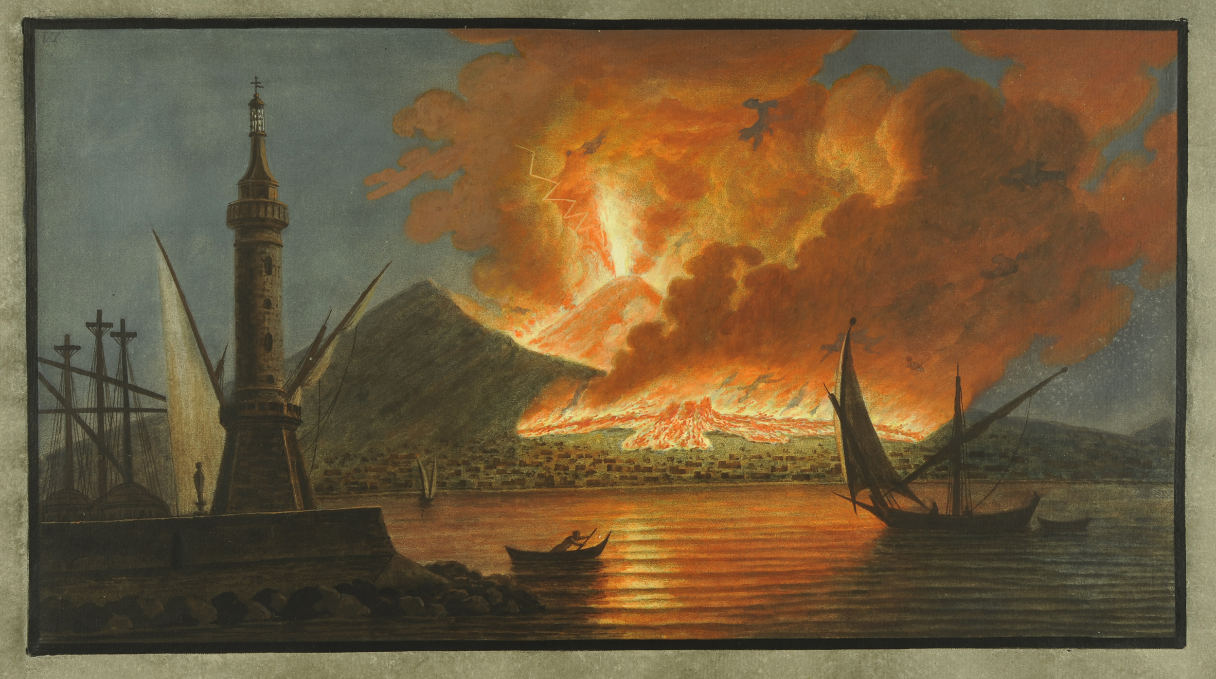 “View of the great eruption of Vesuvius from the mole of Naple in the night of the 20th of October 1767.” From William Hamilton’s Campi Phlegraei (St Andrews rff QE523.V5H3 (SR))