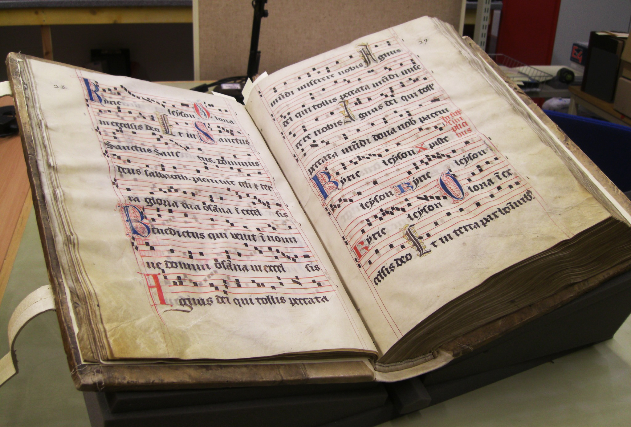 A 15th century Gradual, probably produced in the south of France. This is the University's second heaviest manuscript and it measures over half a metre tall! (St Andrews msM2148.G7)