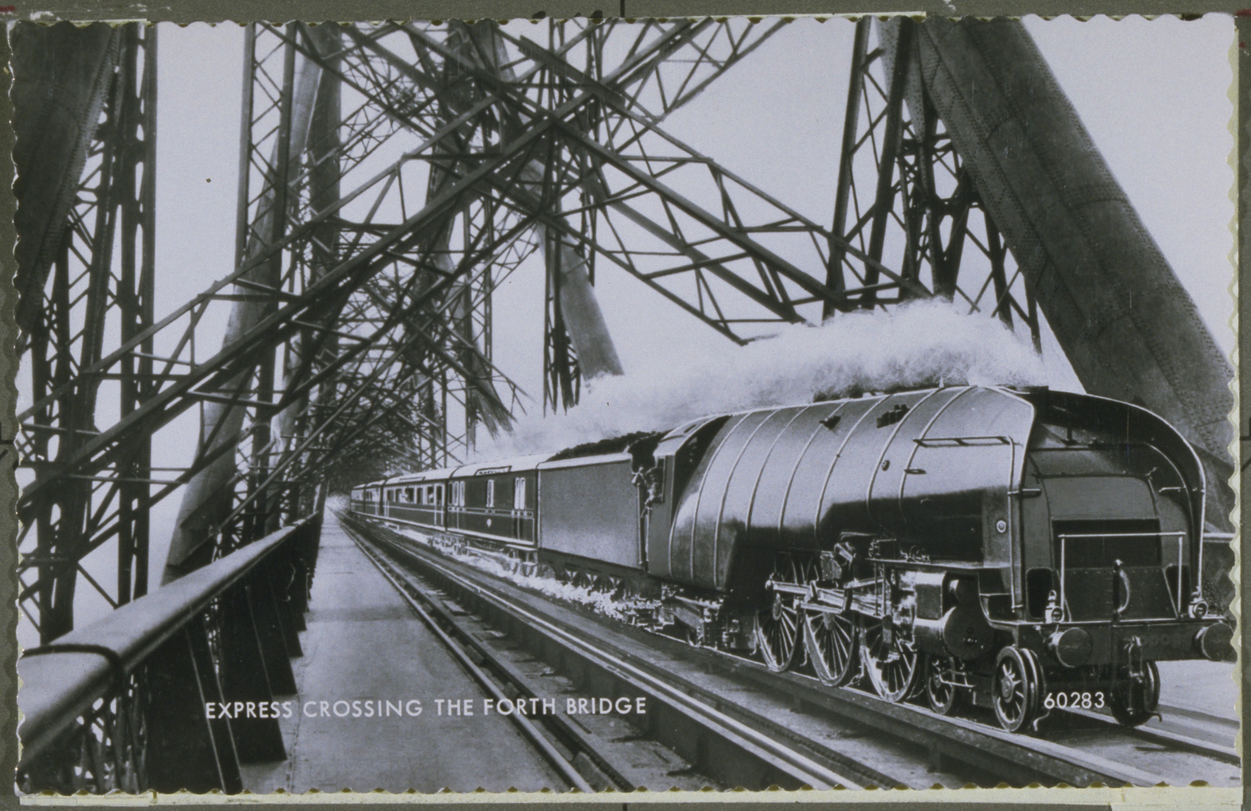 “Express crossing Forth Bridge” by J. Valentine & Co., 1908 (St Andrews JV-60283)