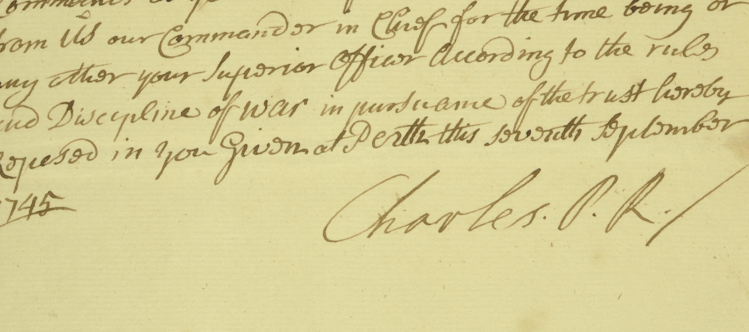 Signature of Bonnie Prince Charlie, 1745 from St Andrews msDA814.A5S8