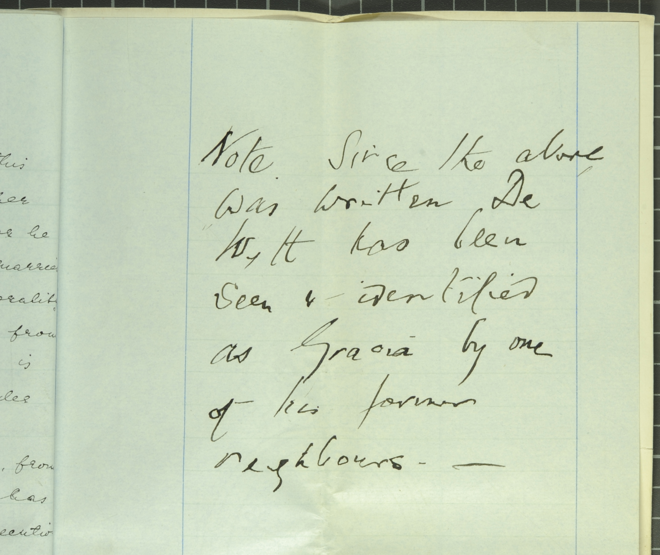 Note endorsed on report indicating identification of de Wytt with Enrique Gracia, confirming that he had two identities (UYUY235/2/9)