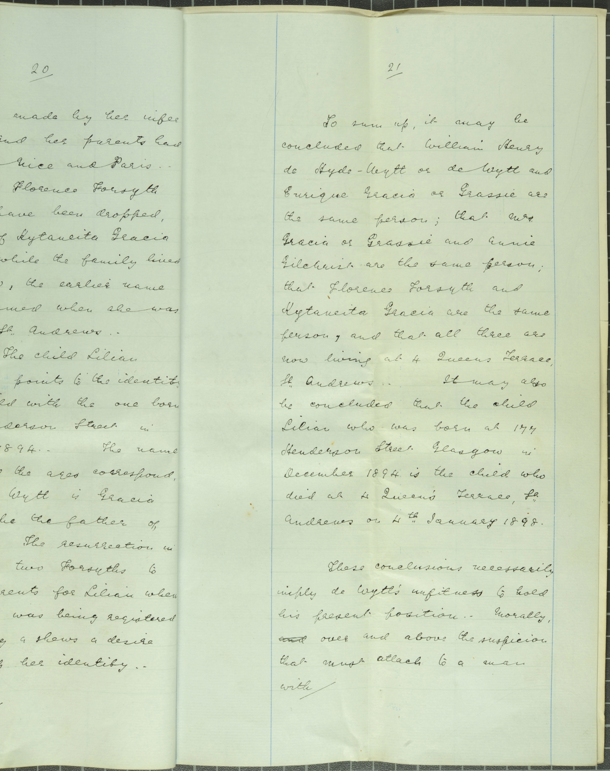 Report to Senatus into William Henry de Wytt, 1898 (St Andrews UYUY235/2/9)