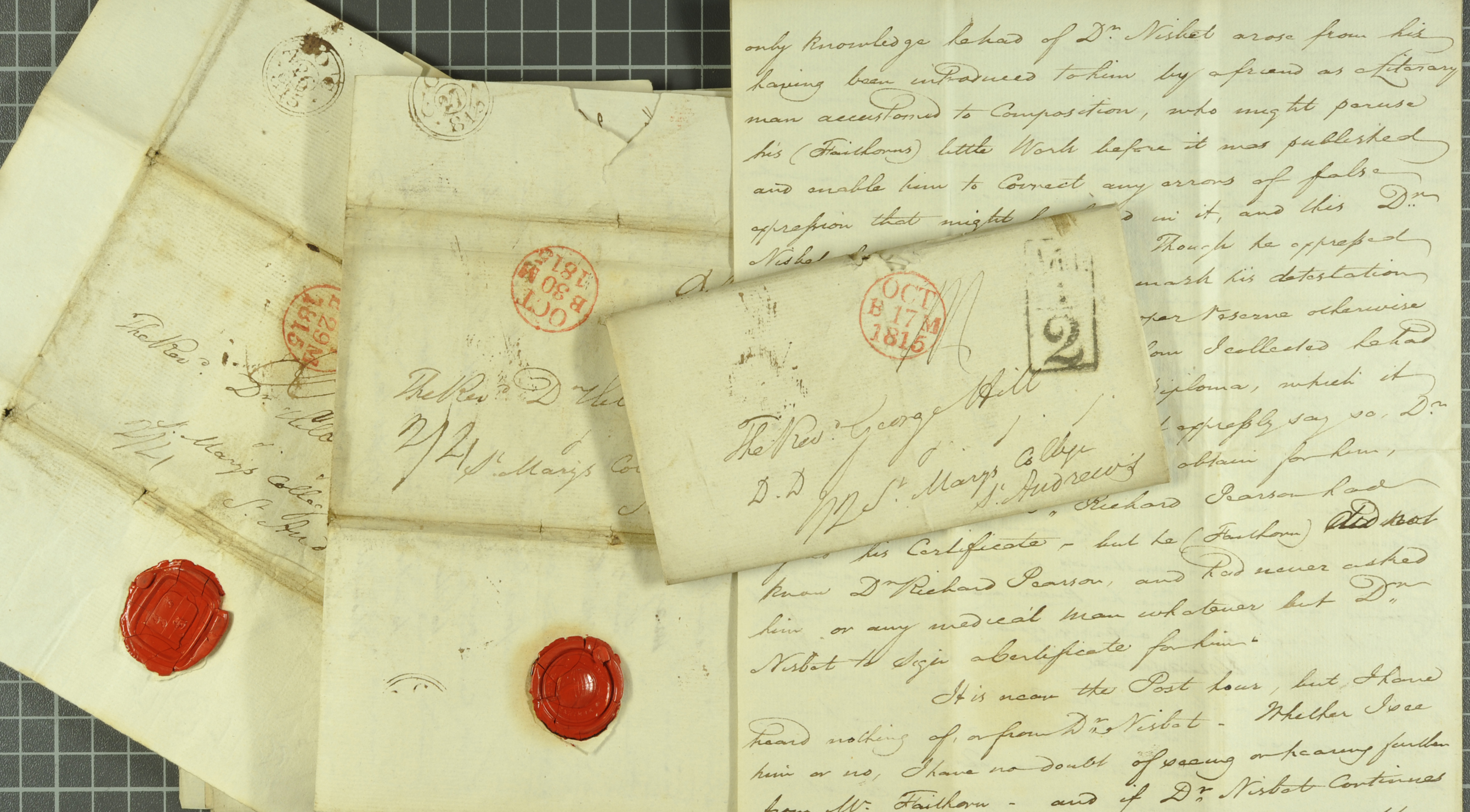 Correspondence relating to forged MD testimonial, 1815