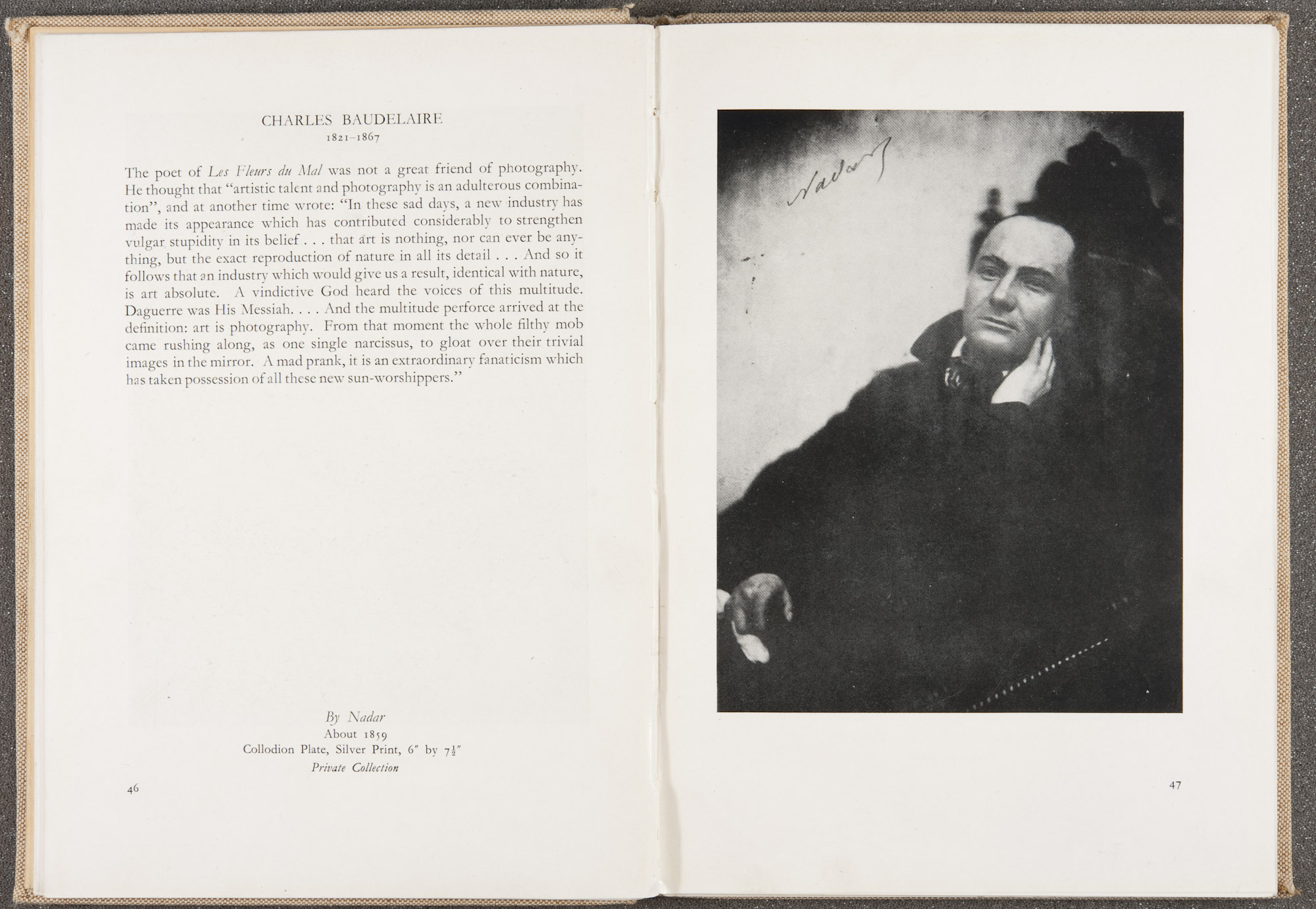 "Charles Baudelaire," by Nadar, ca. 1859, page 46-47