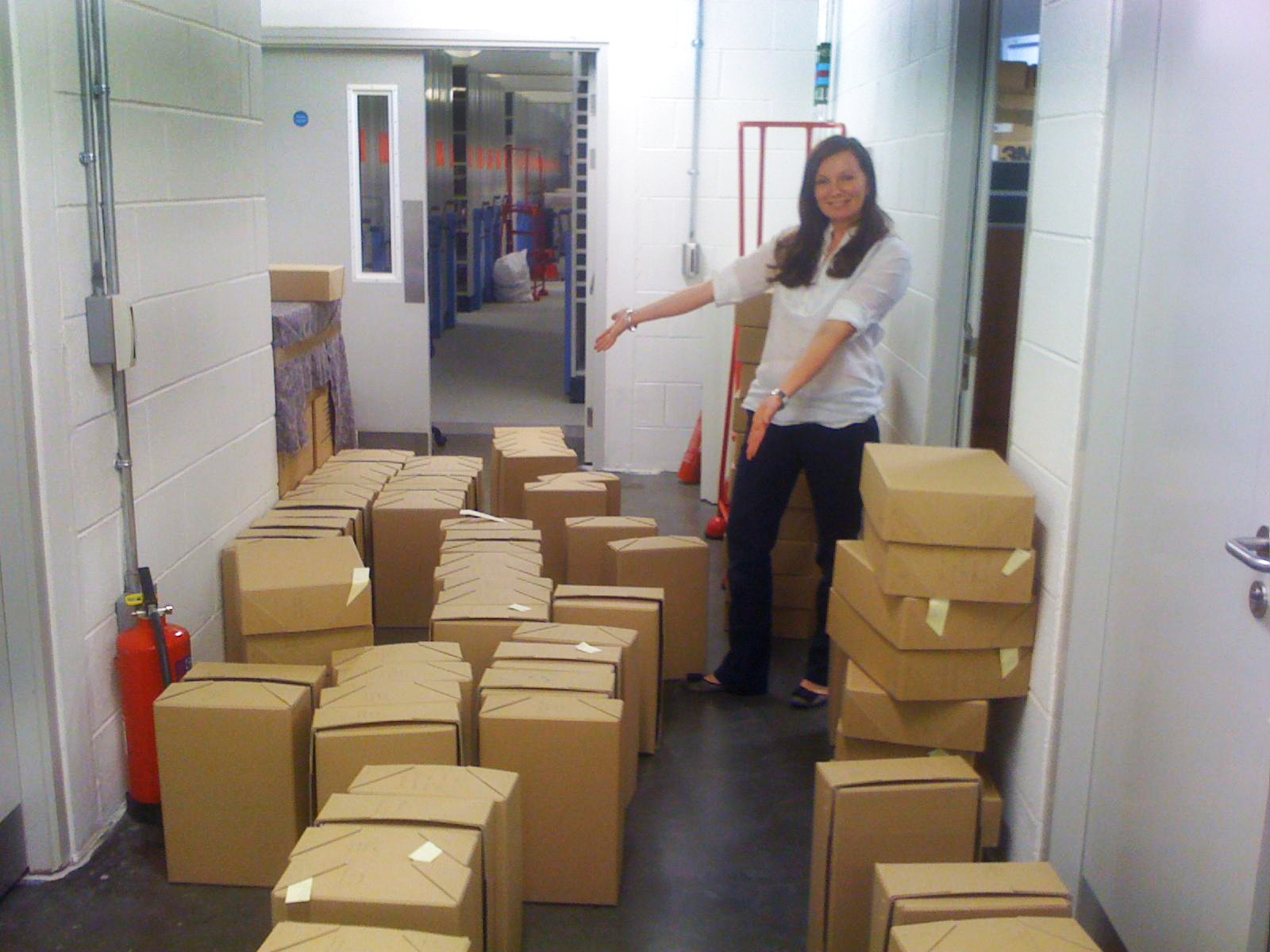 Kirsty helping with the move of the University's Archive in March 2011. 