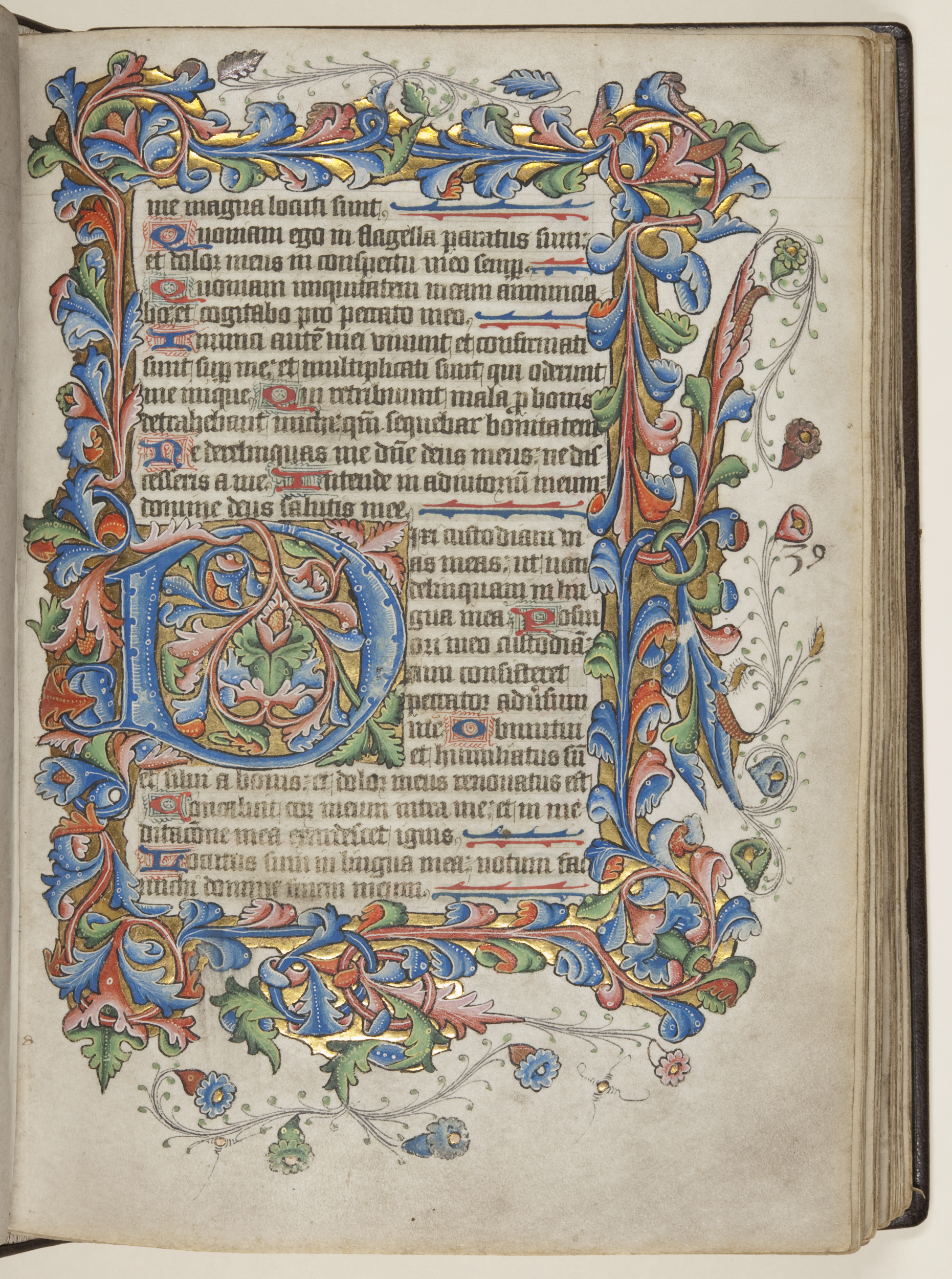 An illuminated initial 'D' from the “St Andrews Psalter” (St Andrews msBX2033.A00)