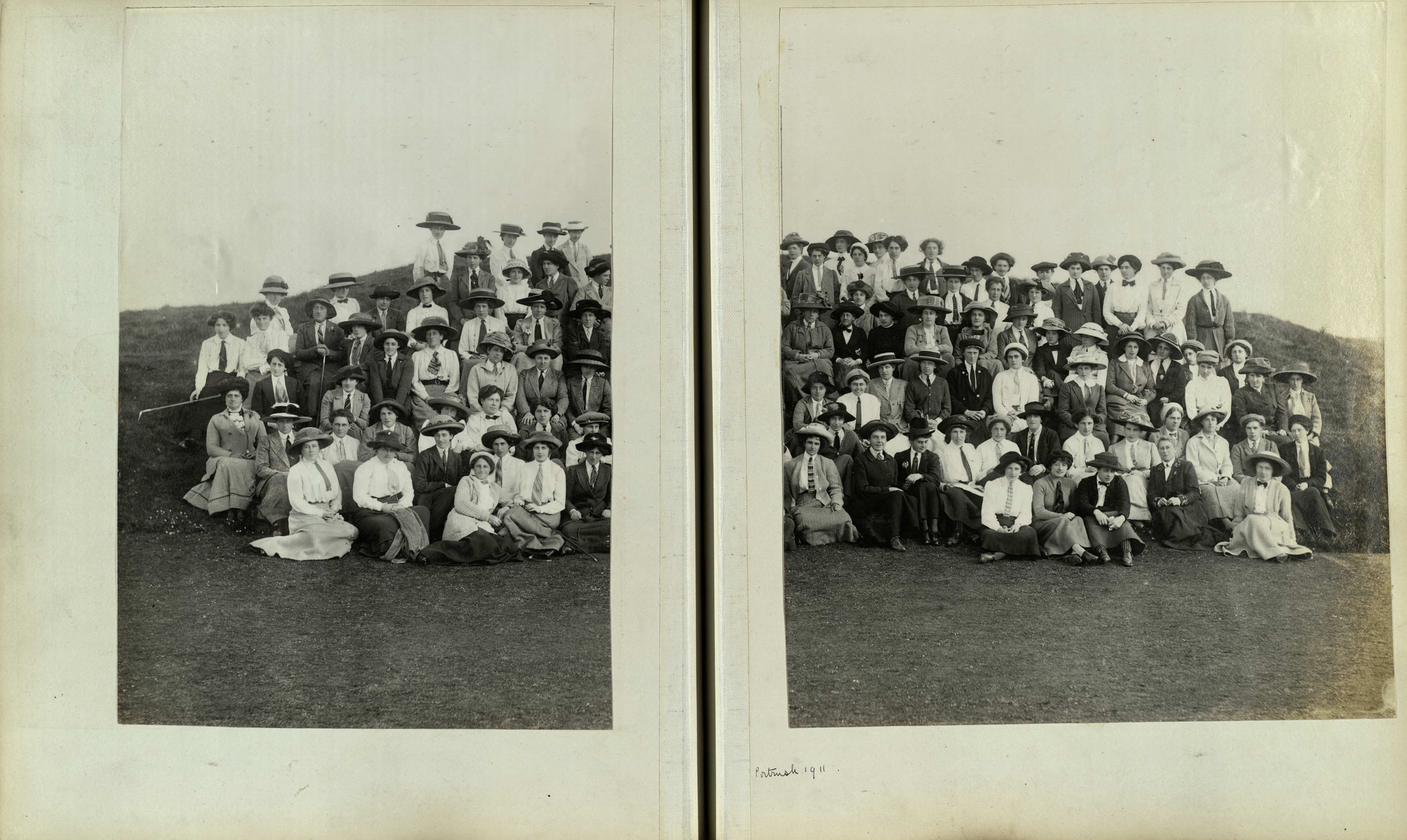 Portrait of the competitors at the Ladies' Home Internationals Royal Portrush Golf Club 12-13 May 1911 (from the University of St Andrews Manuscript Collection)