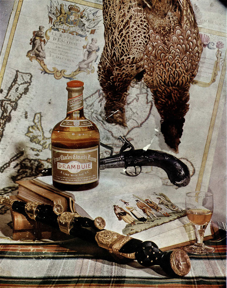 Advertisement from 1957 for Drambuie, on the back cover of Scotland’s Story. StA DA750.S3.