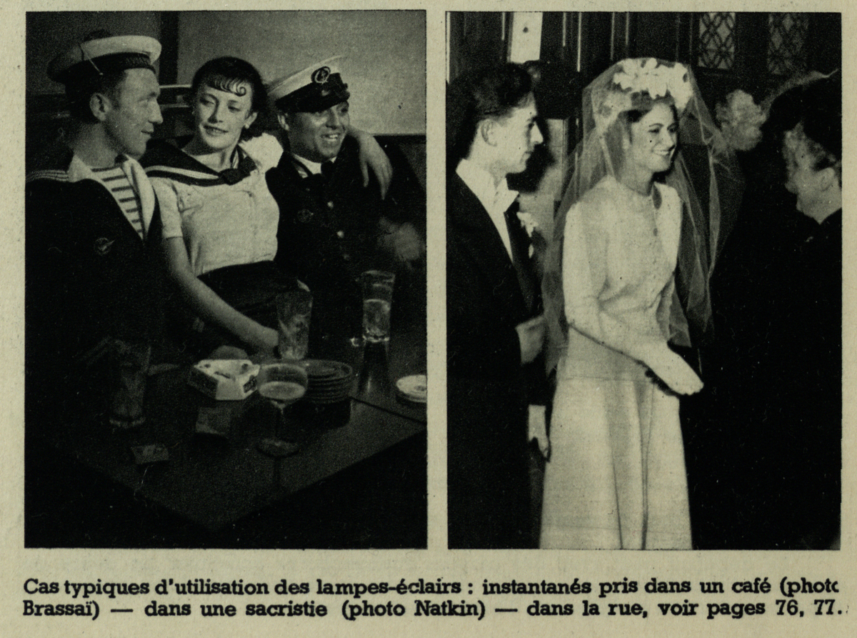 Two examples of flash photography by Brassaï (left) and Natkin (right) from Éclairages artificiels (St Andrews copy Photo TR590.N38) 