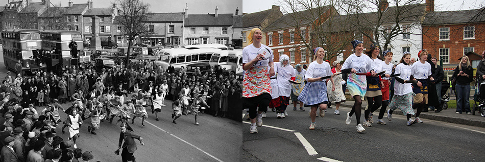 Olney Pancake Race past and present.