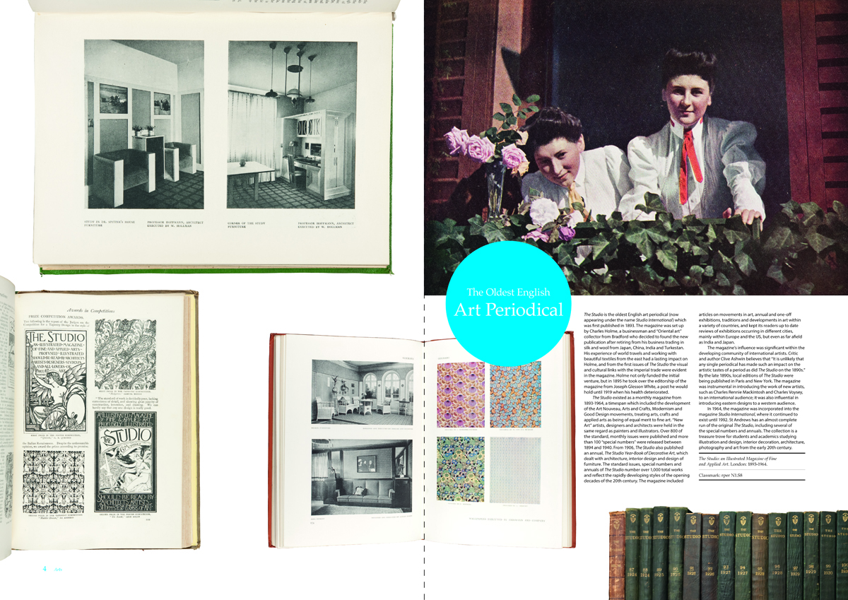 Two-page spread from Issue 6 of 600 Years of Book Collecting, featuring issues of The Studio