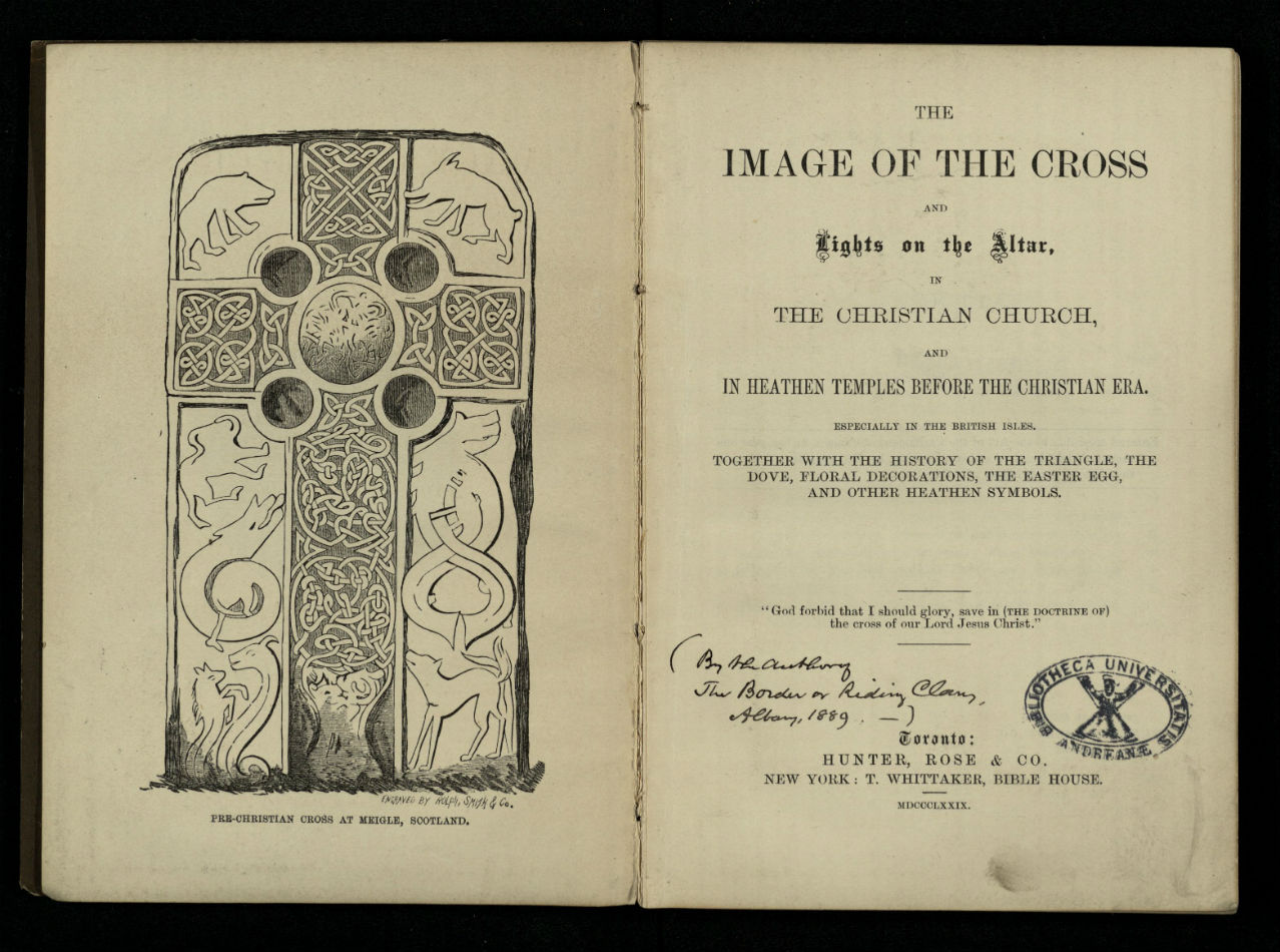 Title page from the image of the cross and lights on the altar in the Christian church (r BV160.I6)