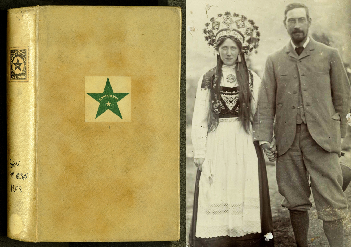 Dr L.L. Zamenhof’s Fundamenta krestomatio de la lingvo Esperanto (1903); and the Rev. John Beveridge with a soon-to-be-married friend in traditional Norwegian costume.