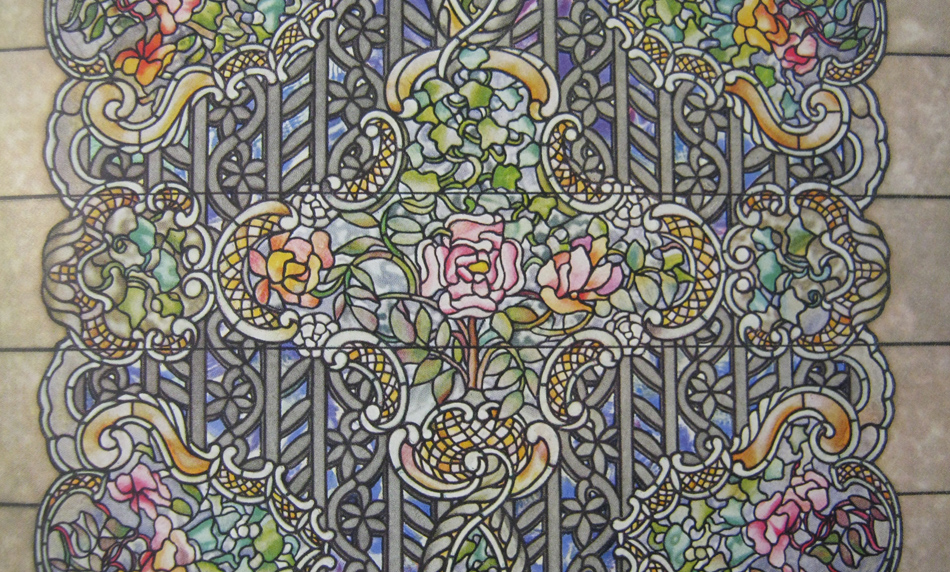 Detail of Louise Tiffany's design for the Rose Window from from The Art Work of Louis C. Tiffany 