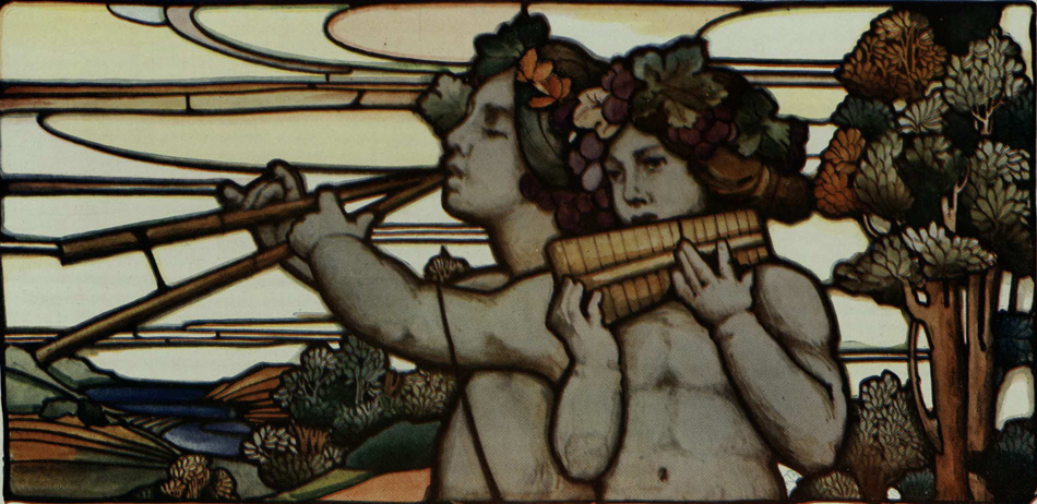 A segment of a stained glass window by William Morris, from the 1906 Special Edition of The Studio