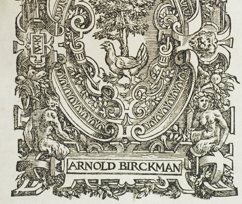 The lower half of the publisher's device of the mysterious Arnold Birckman