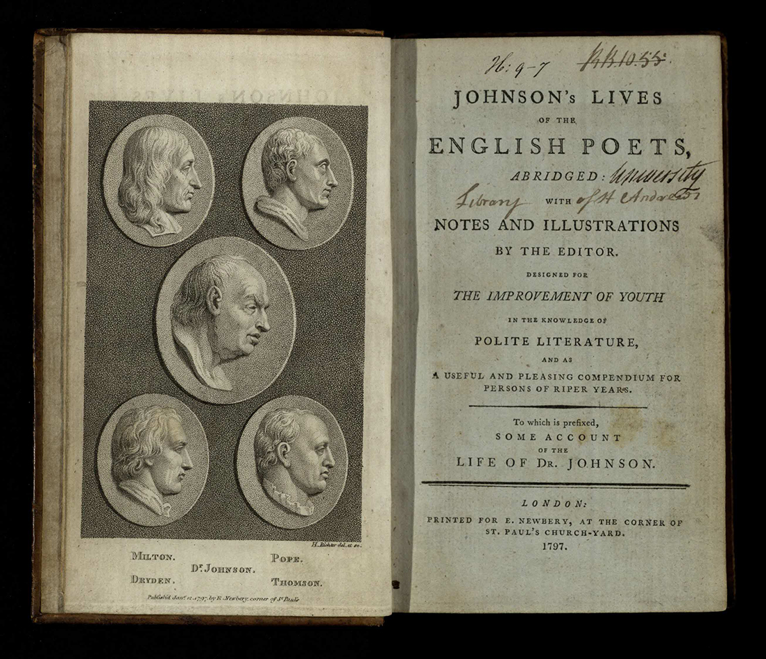 Johnson’s lives of the English poets, abridged. London, 1797. St Andrews copy at s PR553.J6D97.