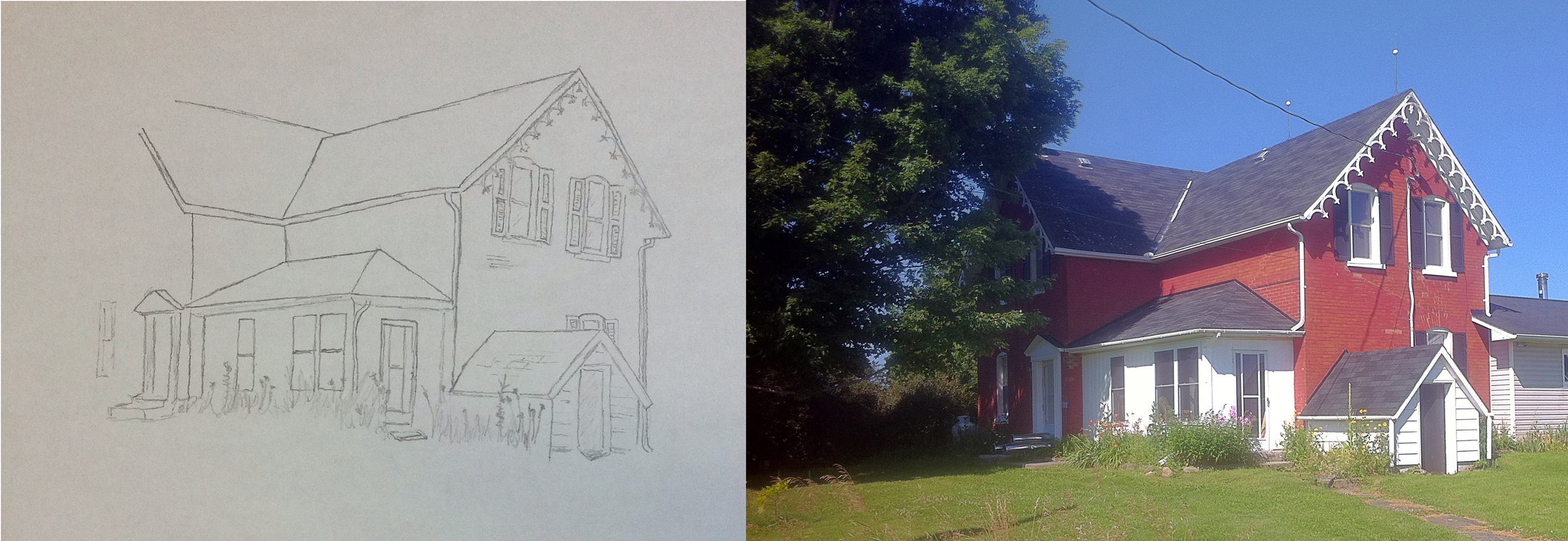 13 My fourth and final lucida drawing, 1820's farmhouse in Eastern Ontario, Canada_1