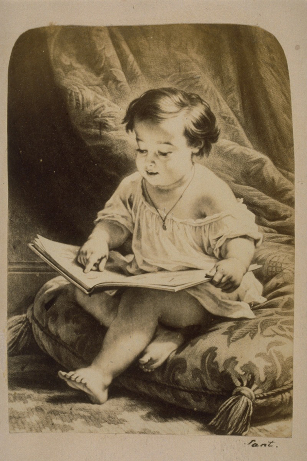 A young child reading an alphabet book, a book which would no doubt be deemed suitable for educational purposes by Bernard Heinrich Blasche. St Andrews copy ALB-13-60-2. 