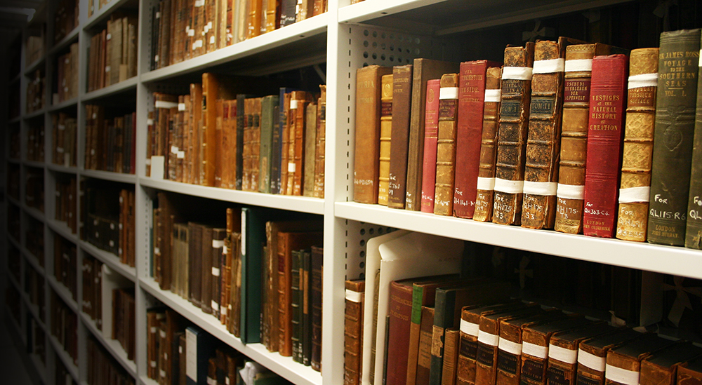 Some of Principal J.D. Forbes book collection now housed within the University Library Special Collections