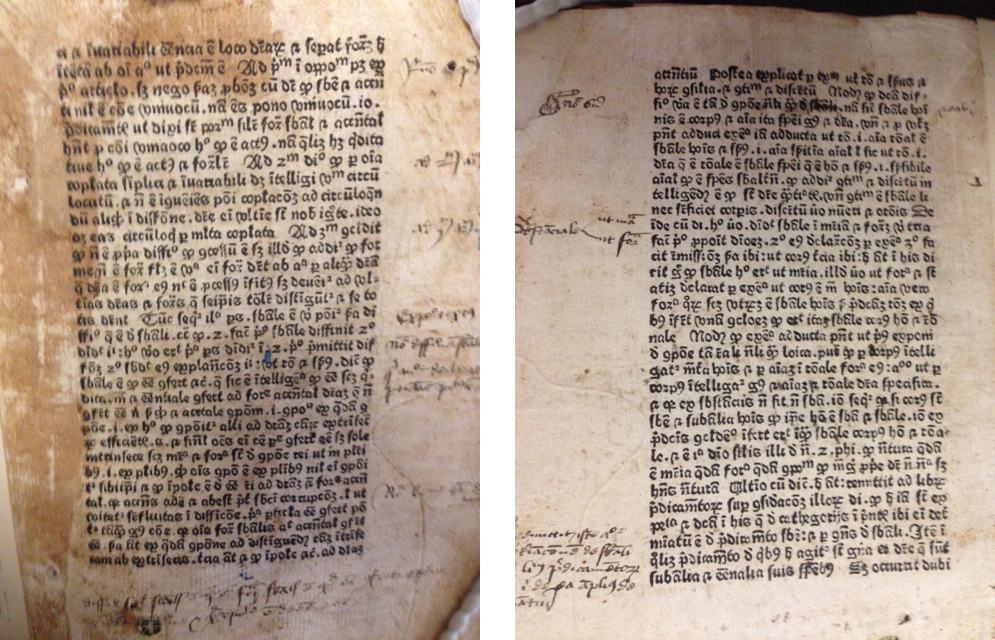 Leaf u5 recto (left) and verso from the Merton College copy.