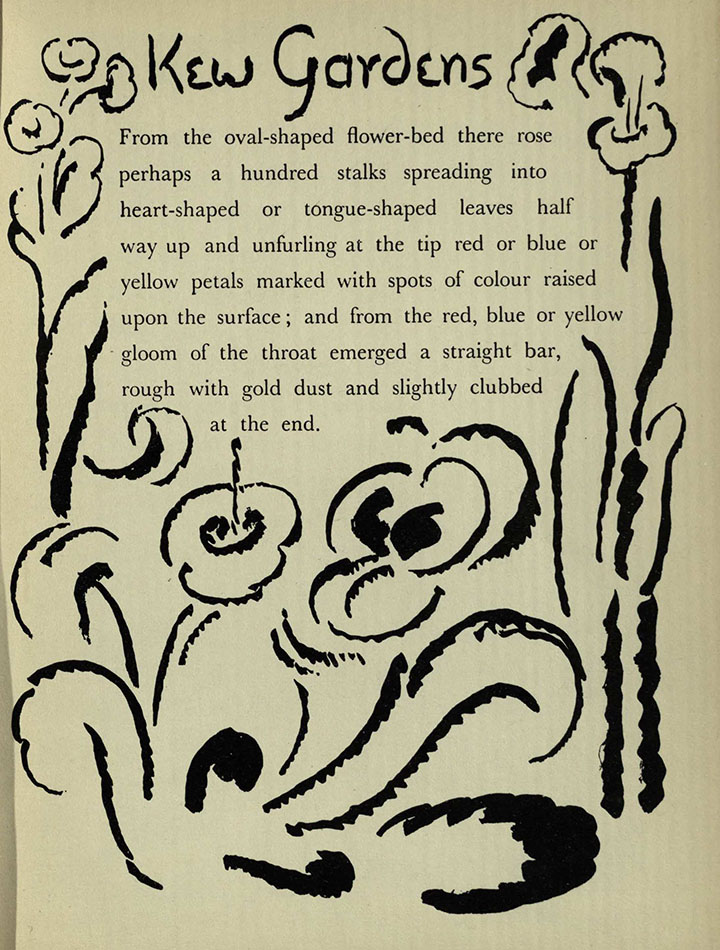 The first page of Kew Gardens in the third edition, illustrated by Vanessa Bell