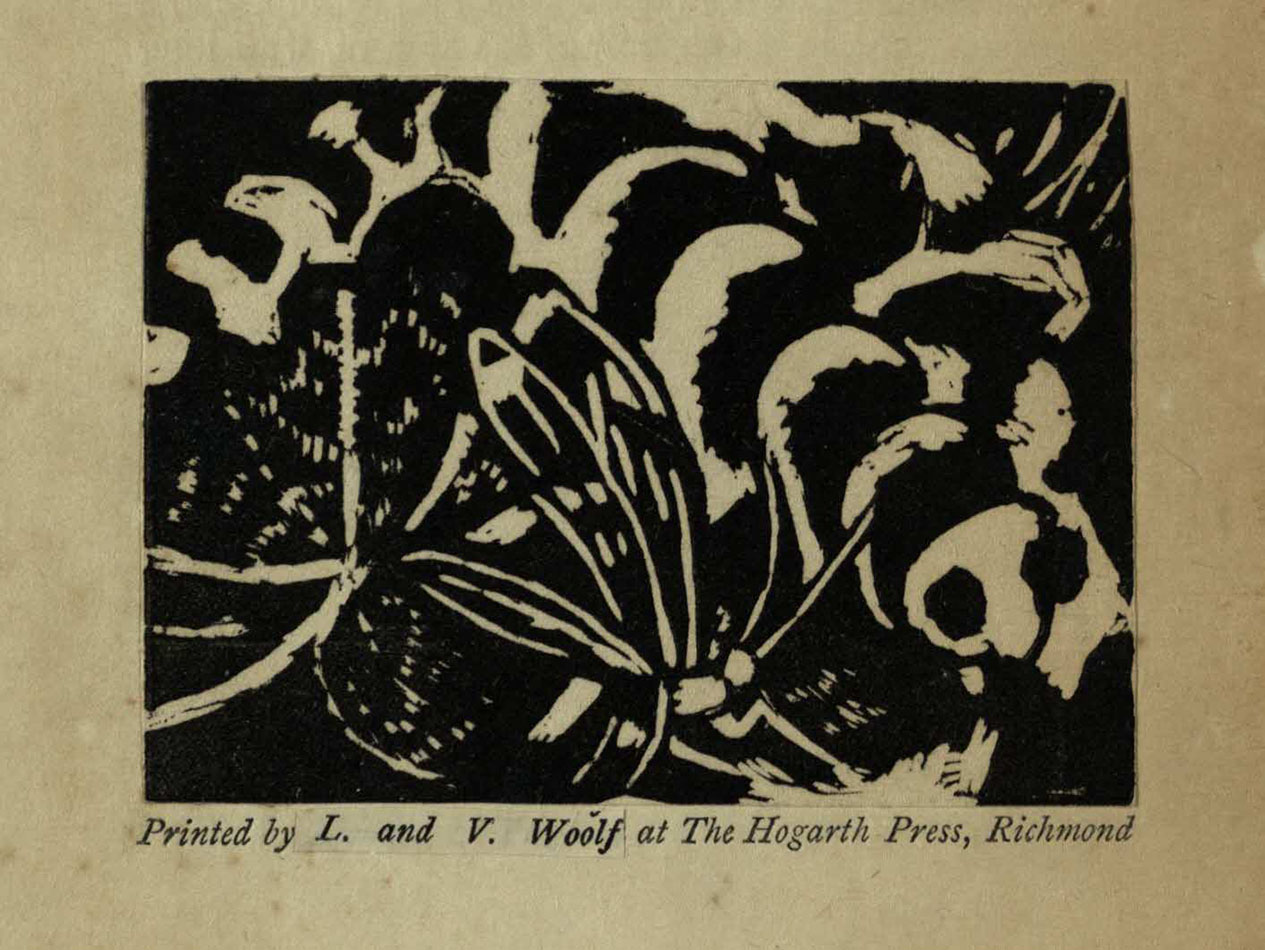 One of the two woodcuts by Vanessa Bell for the first edition of Kew Gardens