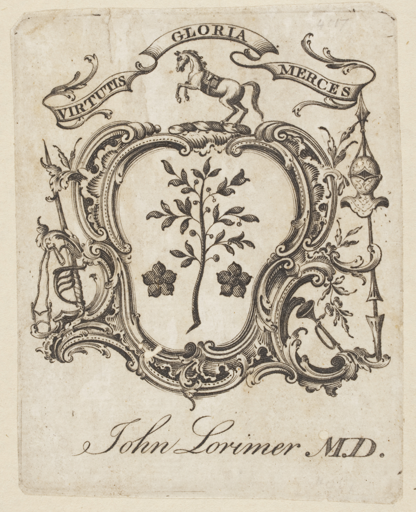 Bookplate of John Lorimer, M.D.