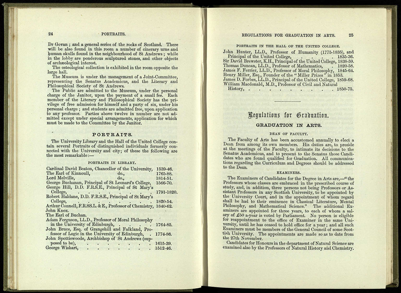 1885/6 Lists of significant items held in the University – here list of the most remarkable portraits of those distinguished individuals formerly connected with the University.