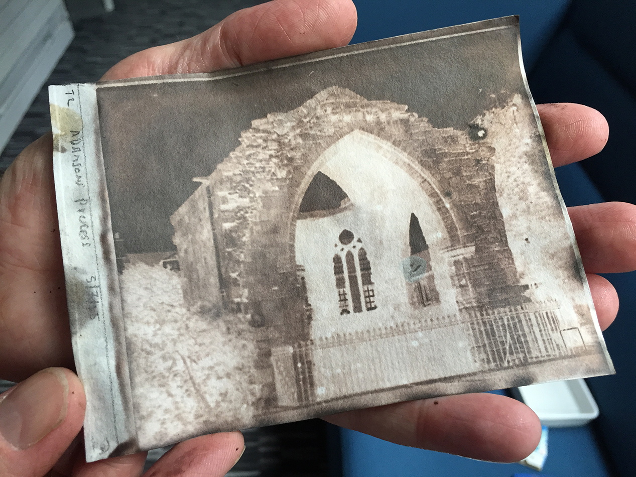 Contemporary calotype negative of Blackfriars Chapel in St Andrews by Rob Douglas.