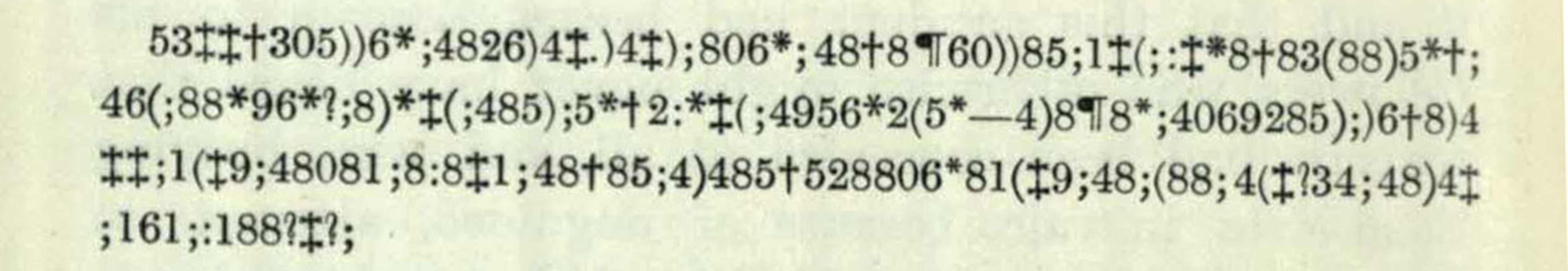 William Legrand’s cipher. Excerpt from page 134 of Tales of Romance and Fantasy (s PS 2612.T2R7).