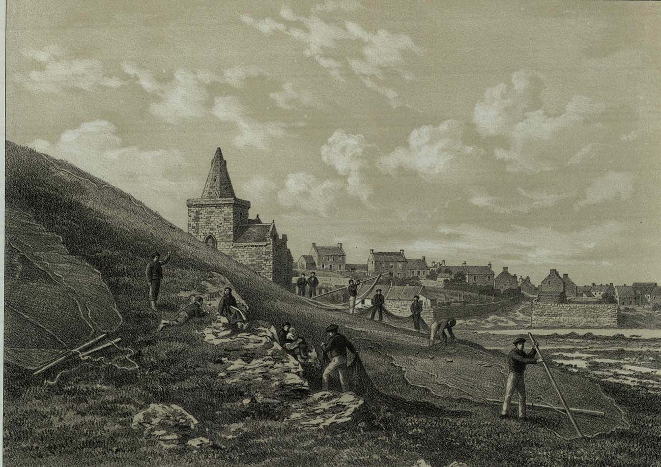 Engraving of St Monans Church from The Kingdom of Fife by Thomas Rodger, c.1860, rf DA880.F4R7
