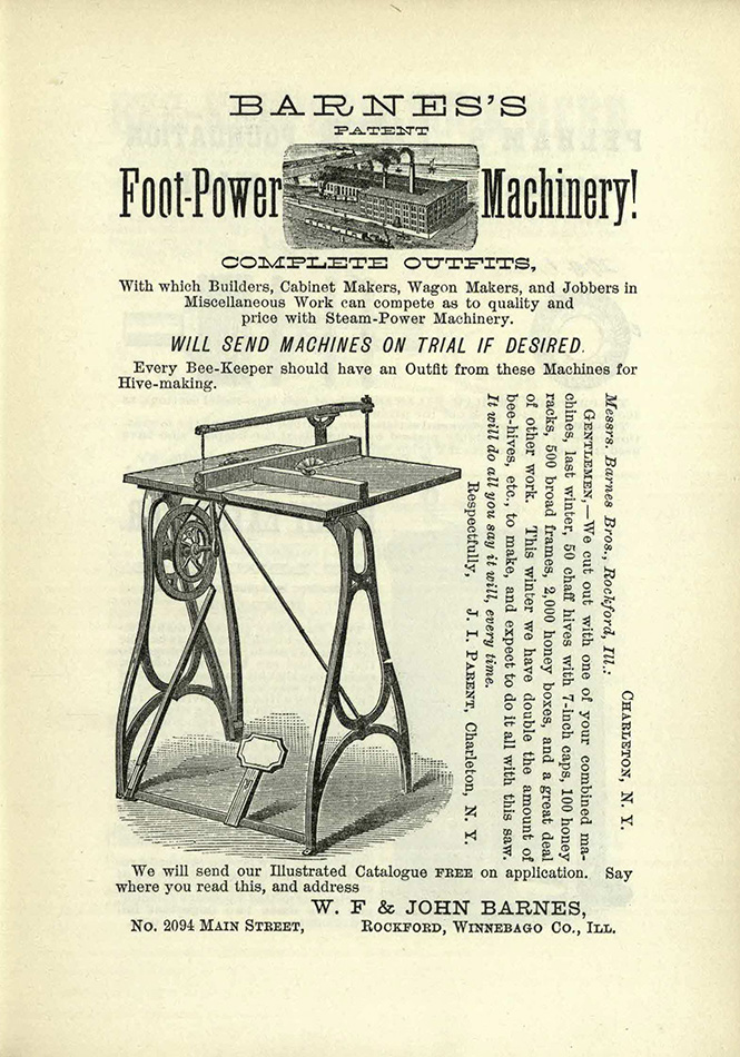 Advertisement for Barnes’s Patent Foot-Power Machinery (BevSF523.C6) 