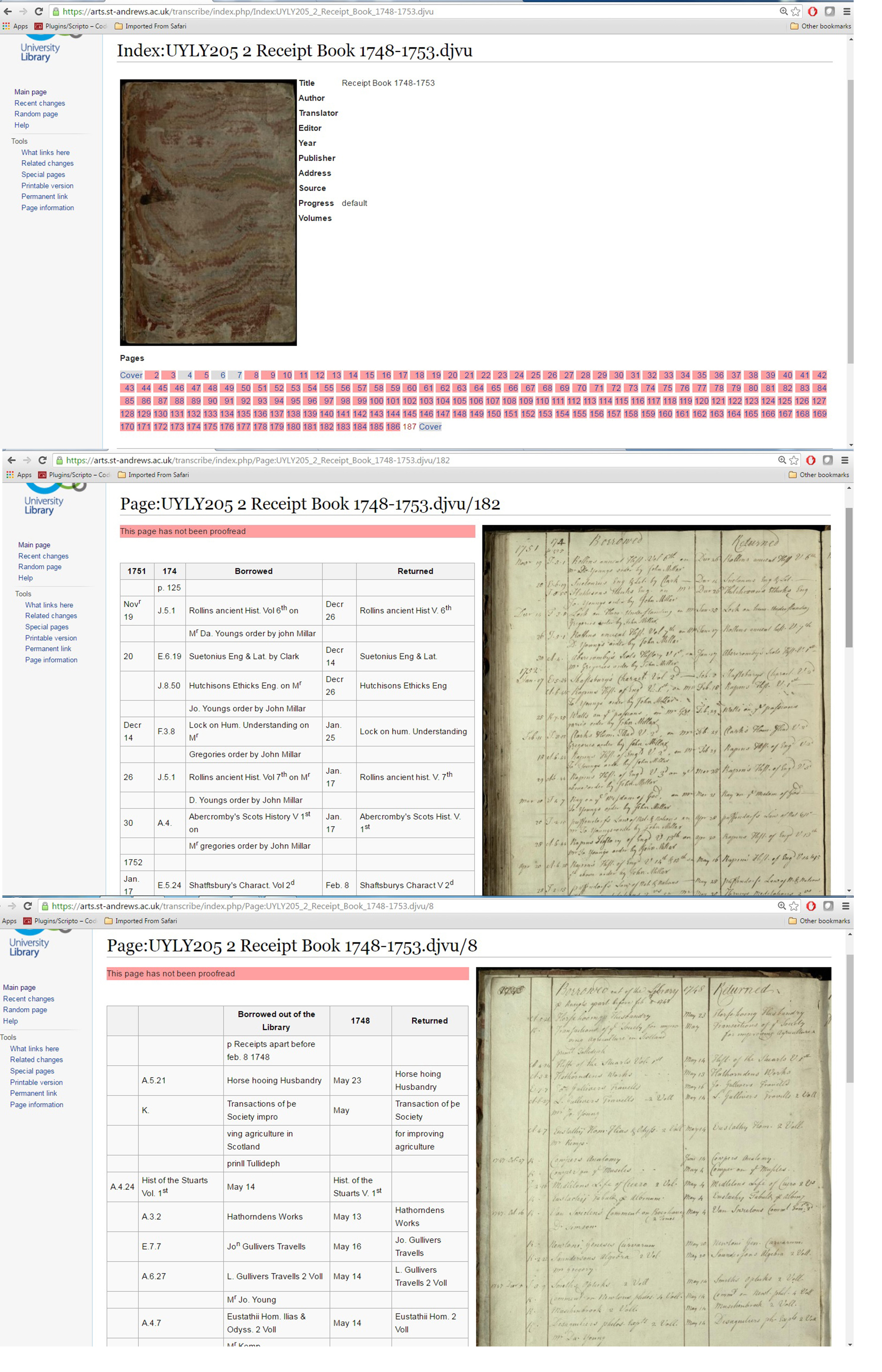 Screenshots of the online transcription tool