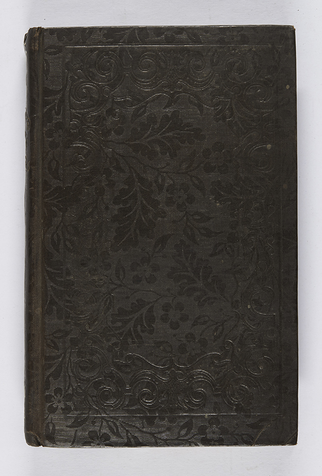 The blind border on this binding almost detracts from the gorgeous floral pattern of the ribbon-embossed cloth. Robert Mudie, The sea (London: Thomas Ward & Co., 1835), s GC21.M8.