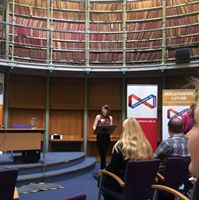 Anabel doing her end-of traineeship presentation to representatives of the archives sector in August 2016 at General Register House, Edinburgh 